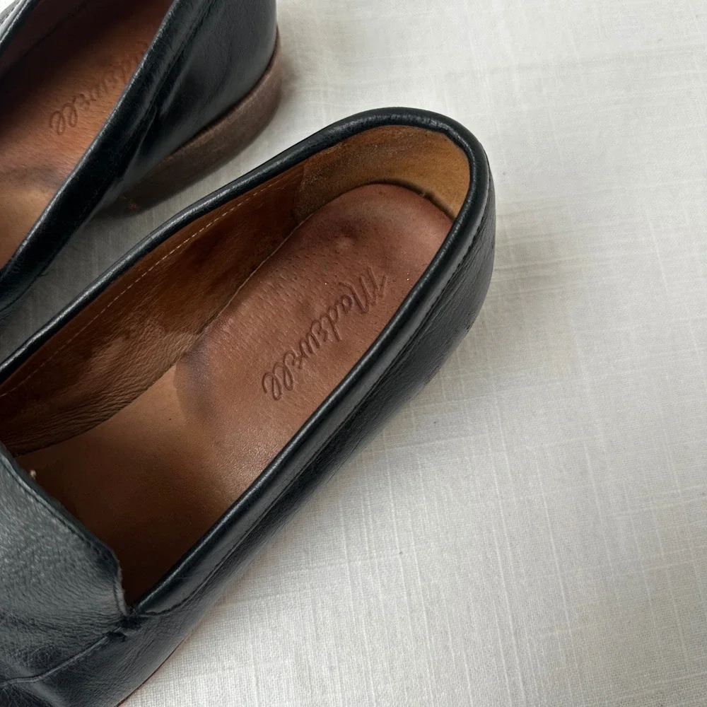 Madewell Frances Loafer True Black Leather Pointed Toe Flat H2419 Womens 7.5